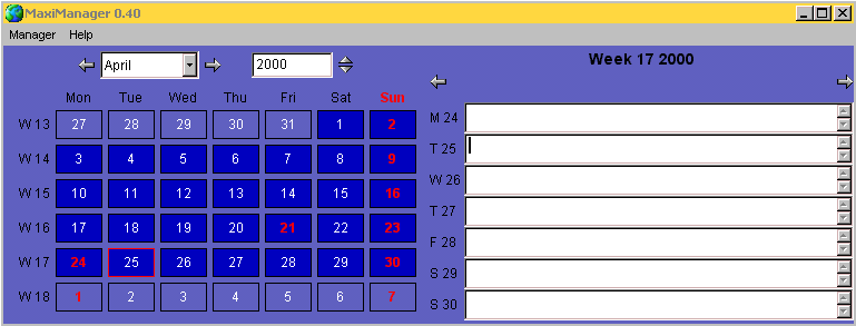 maxiManager, main window