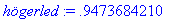 `hgerled` := .9473684210