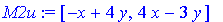 M2u := vector([-x+4*y, 4*x-3*y])