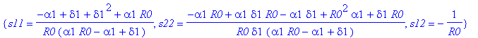{s11 = (-alpha1+delta1+delta1^2+alpha1*R0)/(R0*(alp...