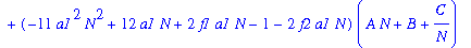 eq3c := (-6+6*a1*N)*(A*N+B+C/N)^2+(-11*a1^2*N^2+12*a1*N+2*f1*a1*N-1-2*f2*a1*N)*(A*N+B+C/N)-1/2*a1*N*(-2+12*a1*N+3*f1*a1*N-10*a1^2*N^2-3*f2*a1*N-f2*f1+f2^2)