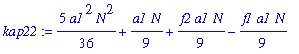 kap22 := 5/36*a1^2*N^2+1/9*a1*N+1/9*f2*a1*N-1/9*f1*a1*N