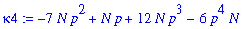 kappa4 := -7*N*p^2+N*p+12*N*p^3-6*p^4*N
