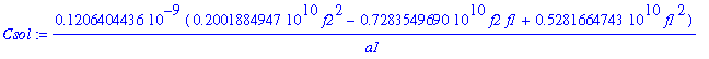 Csol := .1206404436e-9*(2001884947.*f2^2-7283549690.*f2*f1+5281664743.*f1^2)/a1