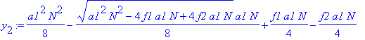 y[2] := 1/8*a1^2*N^2-1/8*(a1^2*N^2-4*f1*a1*N+4*f2*a1*N)^(1/2)*a1*N+1/4*f1*a1*N-1/4*f2*a1*N