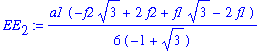 EE[2] := 1/6*a1*(-f2*3^(1/2)+2*f2+f1*3^(1/2)-2*f1)/(-1+3^(1/2))