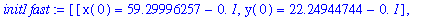 init1fast := [[x(0) = 59.29996257-0.*I, y(0) = 22.24944744-0.*I], [x(0) = 59.61529167+0.*I, y(0) = 42.24696148+0.*I]]
