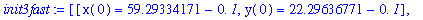 init3fast := [[x(0) = 59.29334171-0.*I, y(0) = 22.29636771-0.*I], [x(0) = 59.62032287+0.*I, y(0) = 42.29369461+0.*I]]