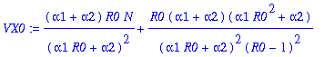 VX0 := (alpha1+alpha2)*R0*N/((alpha1*R0+alpha2)^2)+...