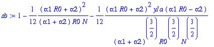 sb := 1-1/12*(alpha1*R0+alpha2)^2/((alpha1+alpha2)*...