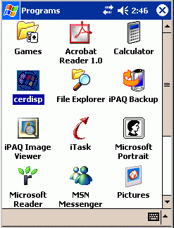 list of programs showing cerdisp icon